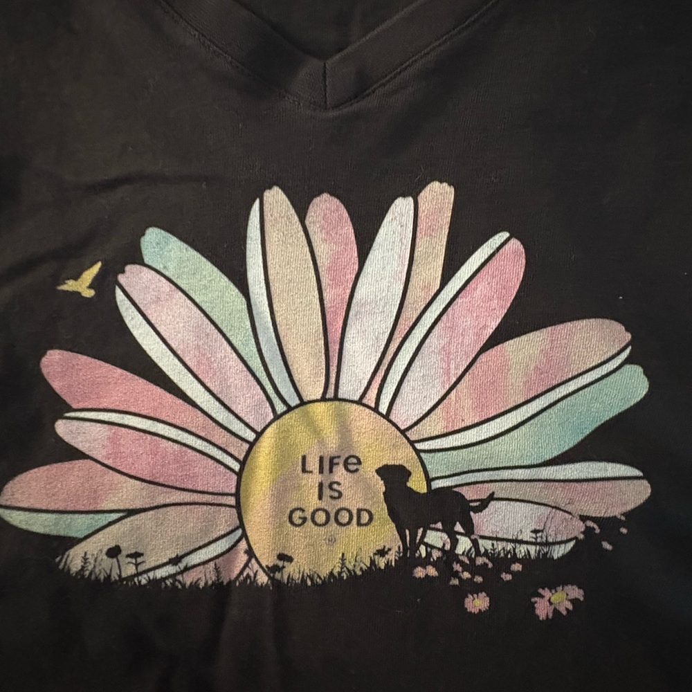 Life Is Good Black Long-Sleeve Tee with Pastel Daisy Center Graphic - Picture 2 of 5